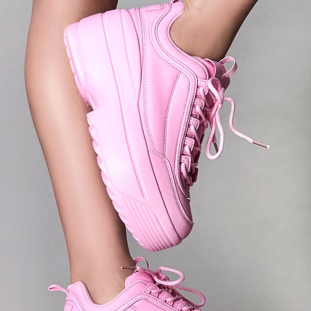 NEW Berness - LILY 5005 Sugar Pop Pink Platform Sneakers - Picture 4 of 6